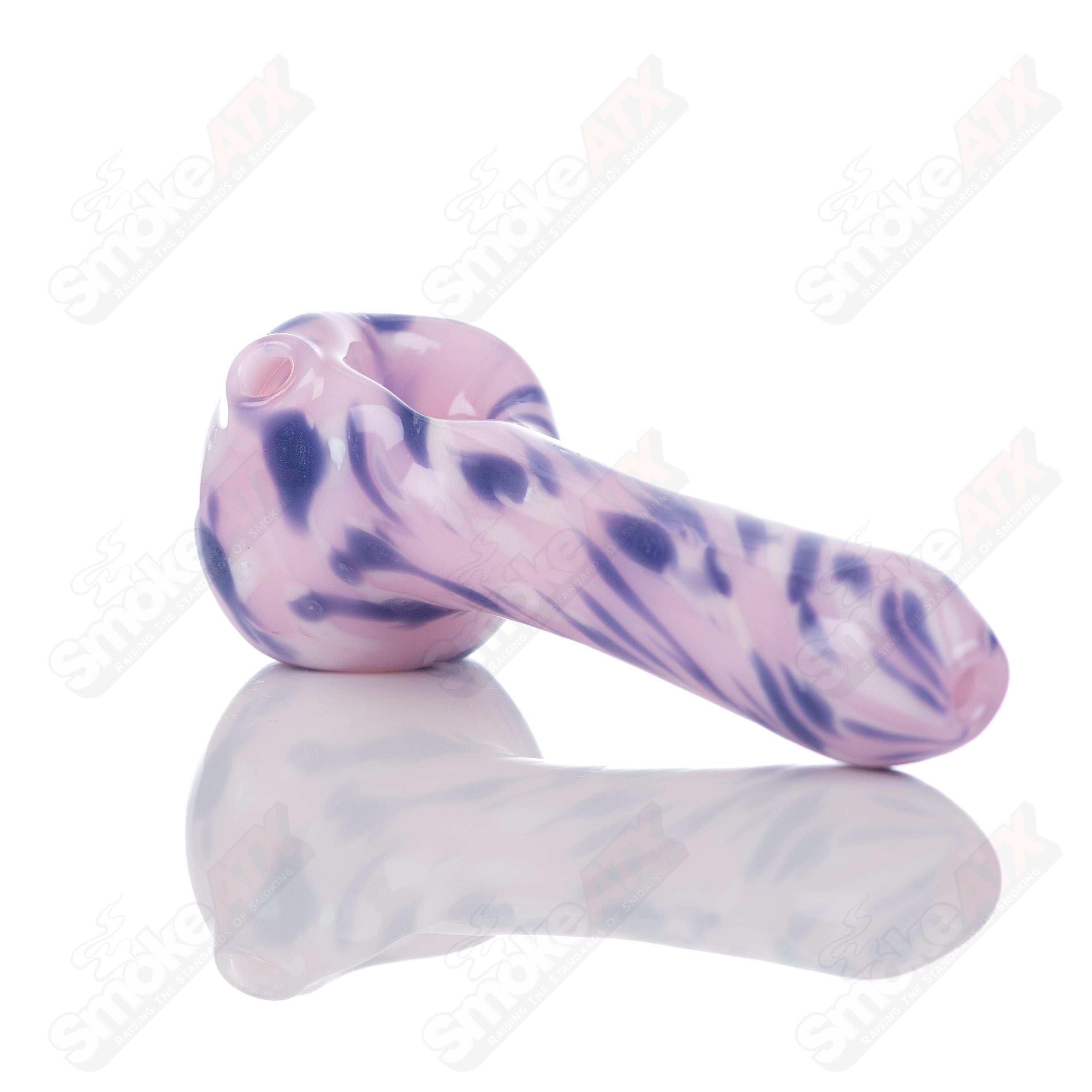 #5 Pink Splatter Spoon Pipe Adventures In Glass Blowing - Smoke ATX