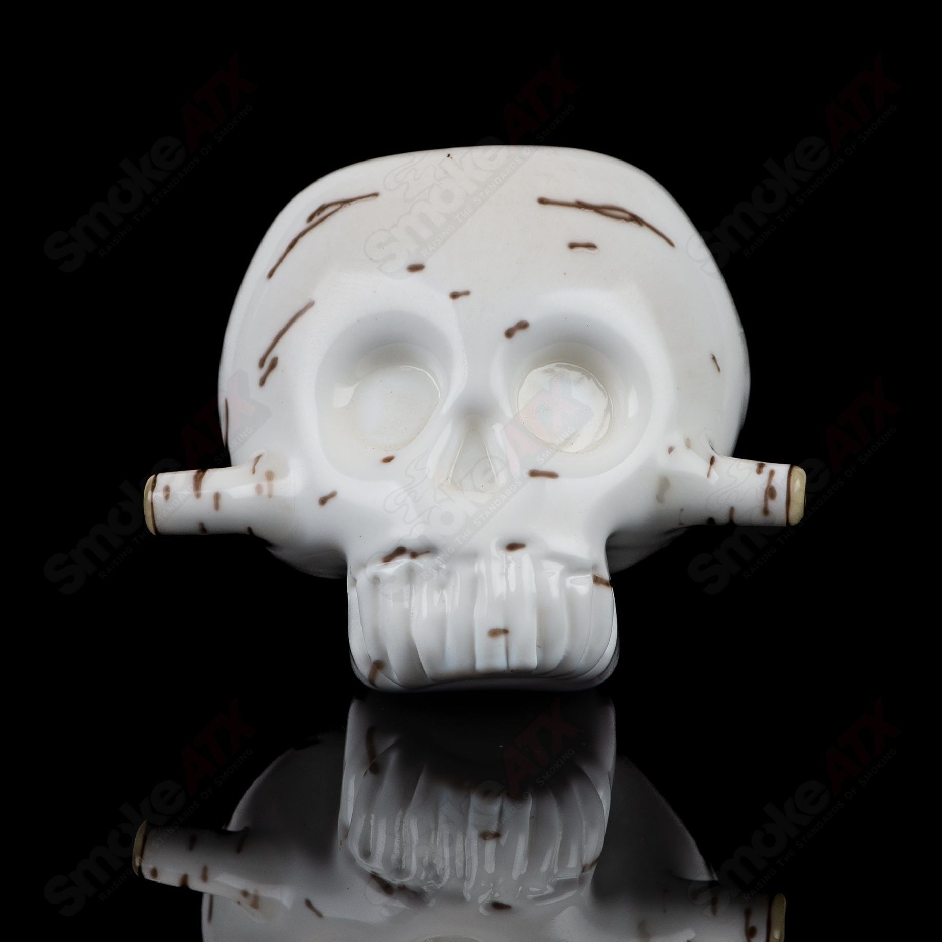 #2 Birch Skull Spoon Foster Glass - Smoke ATX