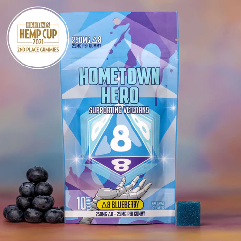 250mg Blueberry Delta 8 Gummies Hometown Hero