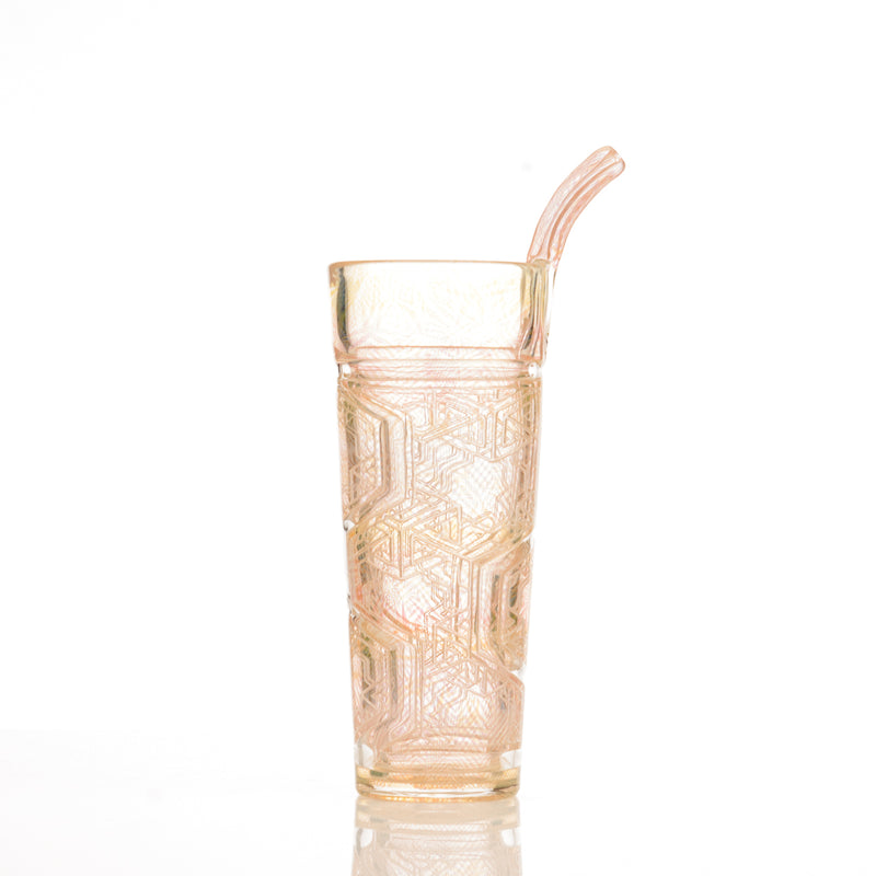 Sizelove Chewy Tesseract Drinking Cup w Built-in Straw Avant-Garde Glass - Smoke ATX