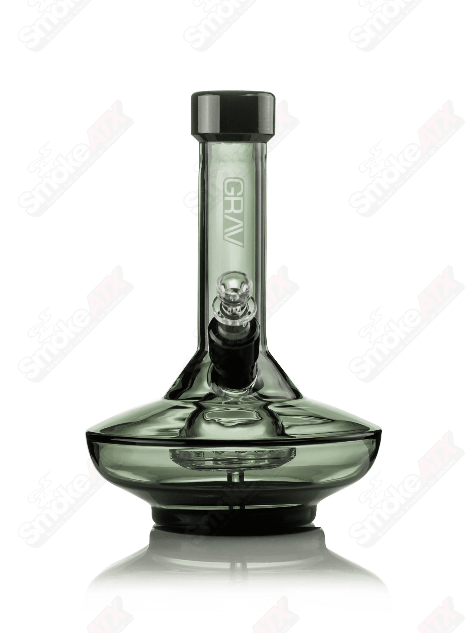 8" Smoke w Black Accents Small Wide Base Water Pipe Grav - Smoke ATX