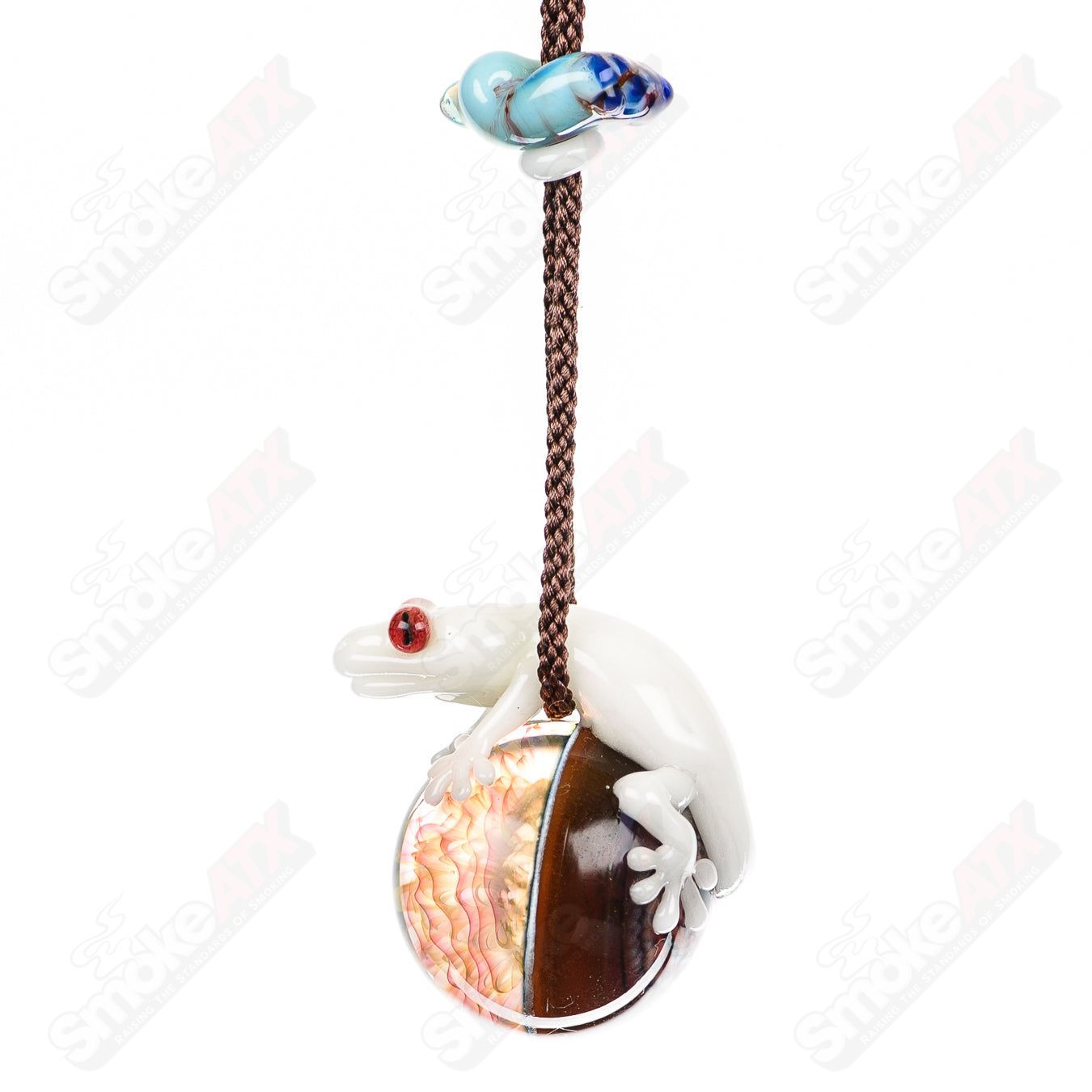 Gecko and the Flower Pendant Kengtaro Glass - Smoke ATX