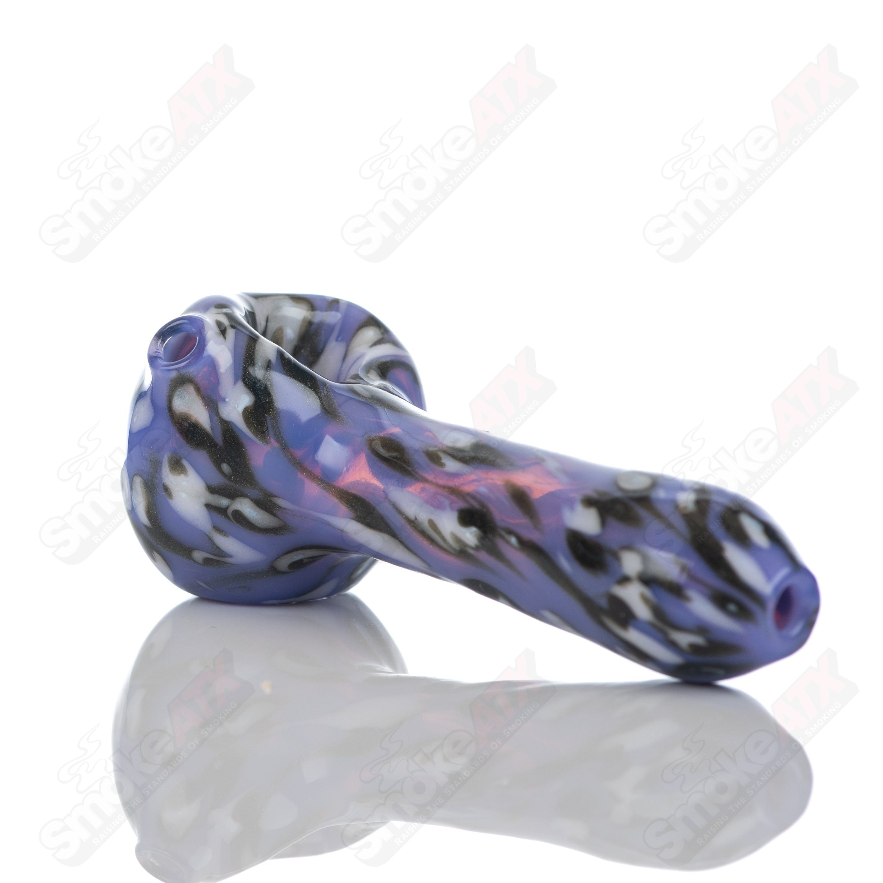 #5 Purple Splatter Spoon Pipe Adventures In Glass Blowing - Smoke ATX