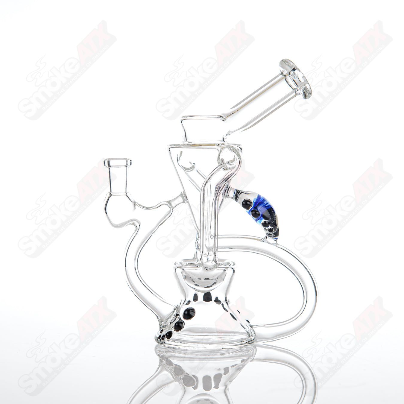 Clear Dual Uptake Recycler King Leo Glass - Smoke ATX