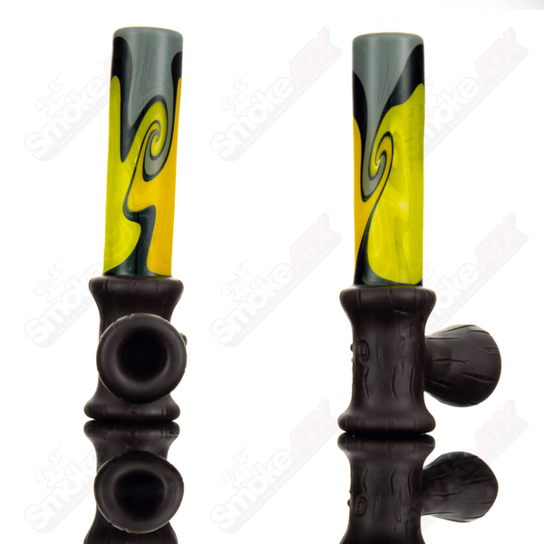 Yellow Grey and Black/Wood Peace Pipe Chad G - Smoke ATX