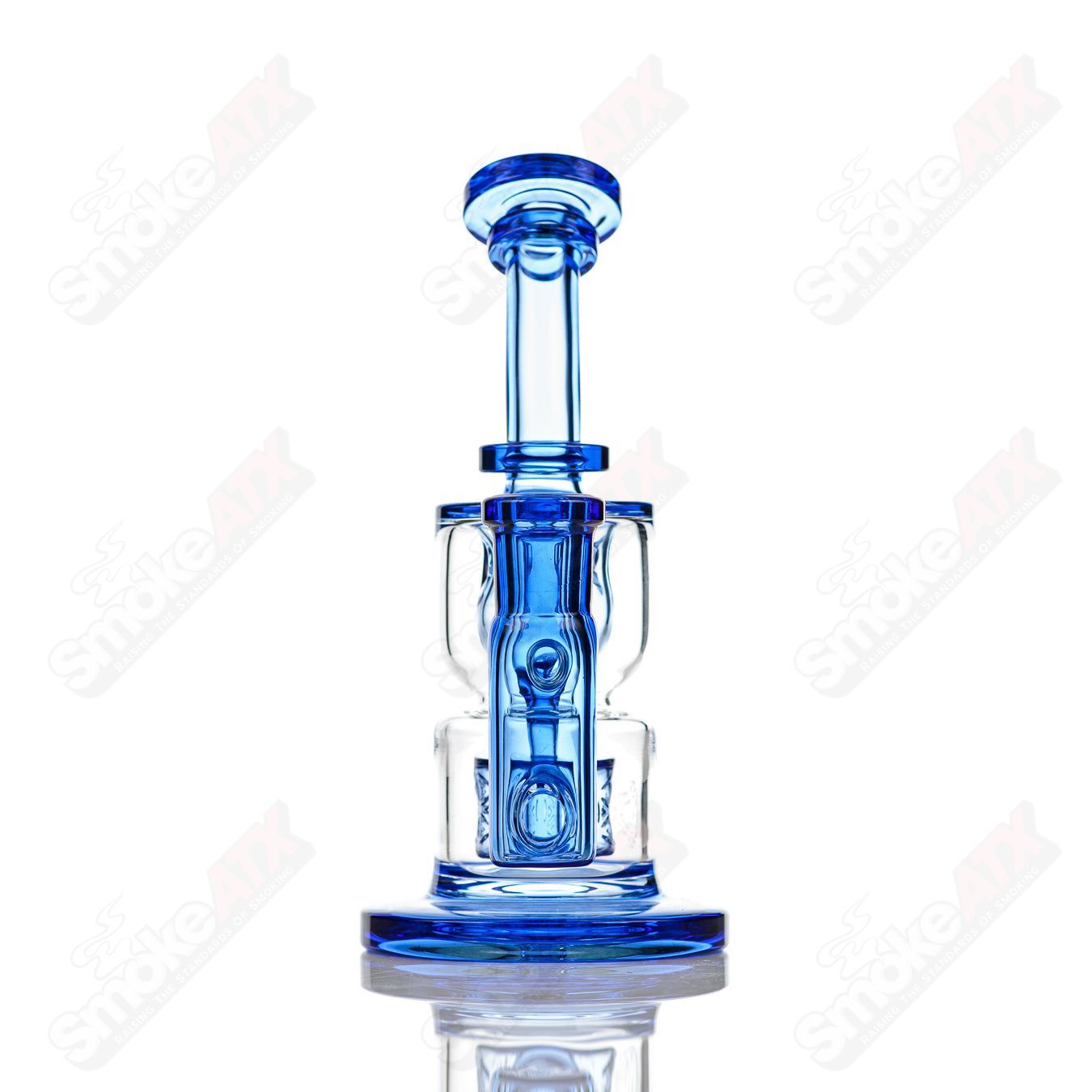 8in 14mm Hourglass Taurus Incycler Fat Boy Glass Cobalt - Smoke ATX