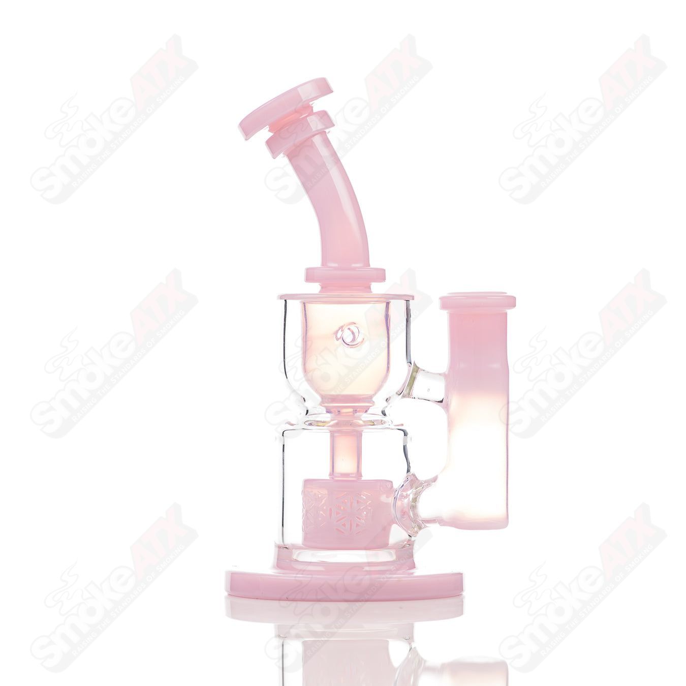 8in 14mm Hourglass Taurus Incycler Fat Boy Glass Pink - Smoke ATX
