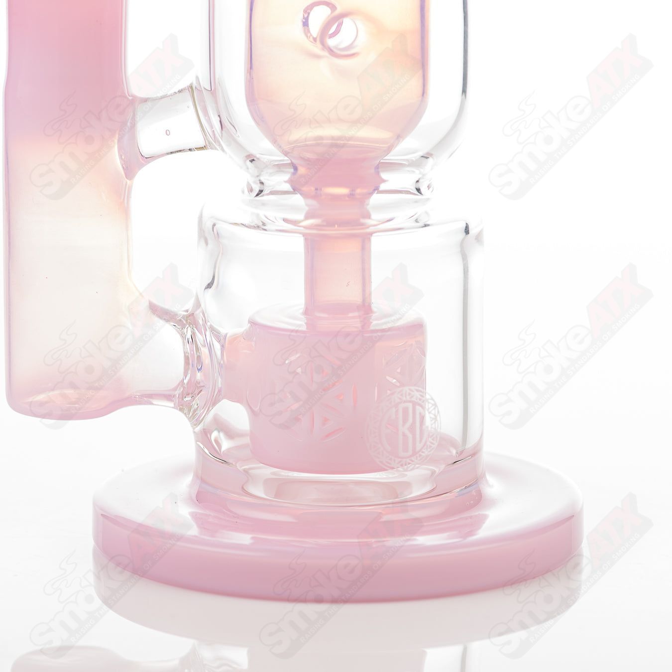 8in 14mm Hourglass Taurus Incycler Fat Boy Glass Pink - Smoke ATX