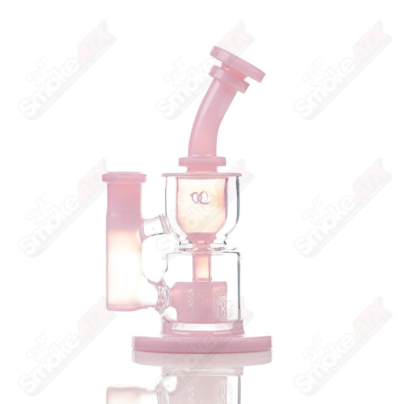 8in 14mm Hourglass Taurus Incycler Fat Boy Glass Pink - Smoke ATX