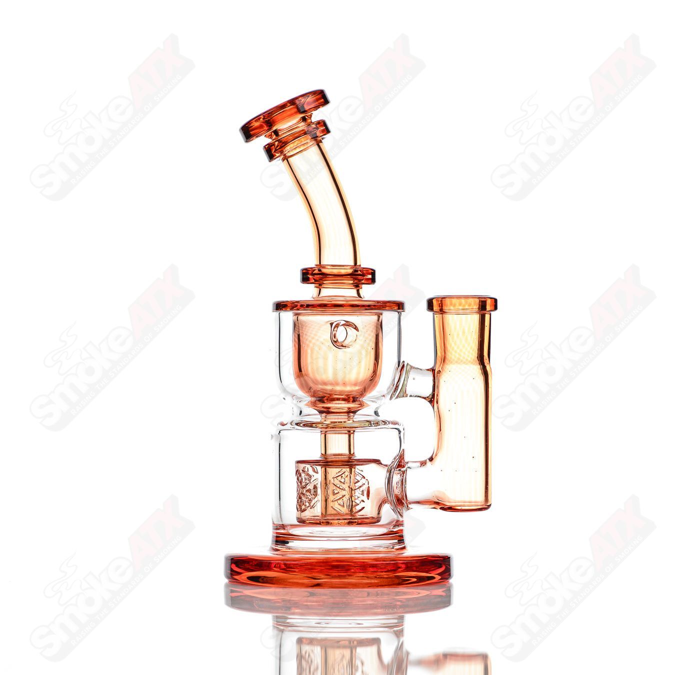 8in 14mm Hourglass Taurus Incycler Fat Boy Glass Sun Stone - Smoke ATX