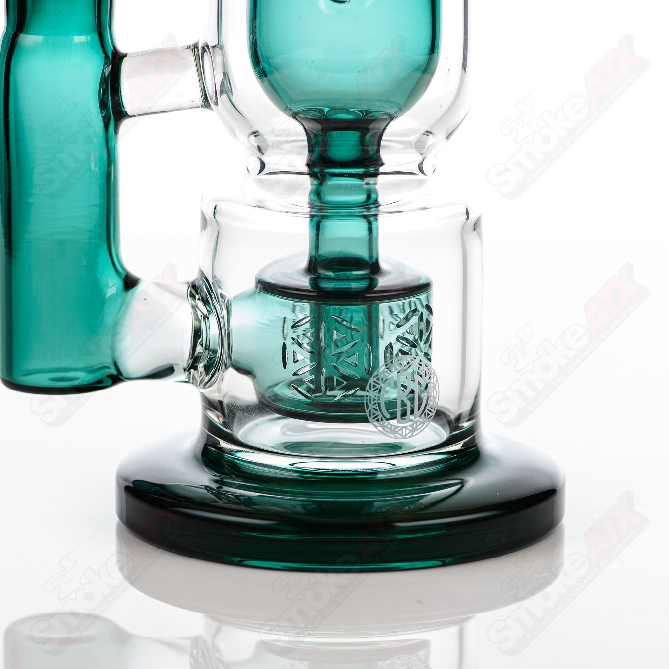 8in 14mm Hourglass Taurus Incycler Fat Boy Glass Teal - Smoke ATX