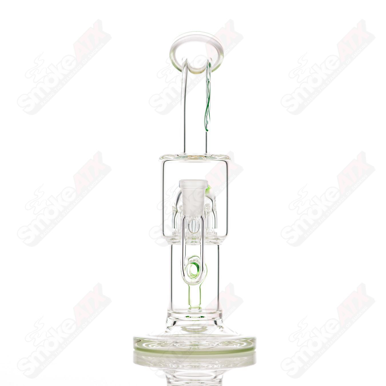 #1 Double Macro 8-Arm Tree w 2 Color Accent Foot/Mouthpiece Toro Glass - Smoke ATX