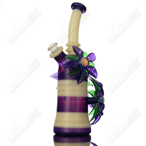 Yellow & Purple Habitat X Kimmo Glass Flower Rig - Smoke ATX