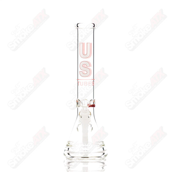 US Tubes Beaker 14" 50x5 - Constriction - Red Shadow Decal - Smoke ATX