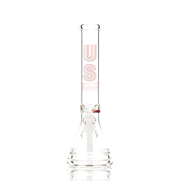 US Tubes Beaker 14" 50x5 - Constriction - Red Shadow Decal - Smoke ATX