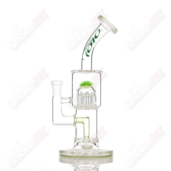#1 Double Macro 8-Arm Tree w 2 Color Accent Foot/Mouthpiece Toro Glass - Smoke ATX