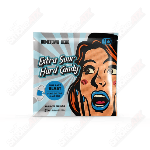 5mg Blue Raz D9+CBD Sour Hard Candy (5mg/5mg) Hometown Hero - Smoke ATX