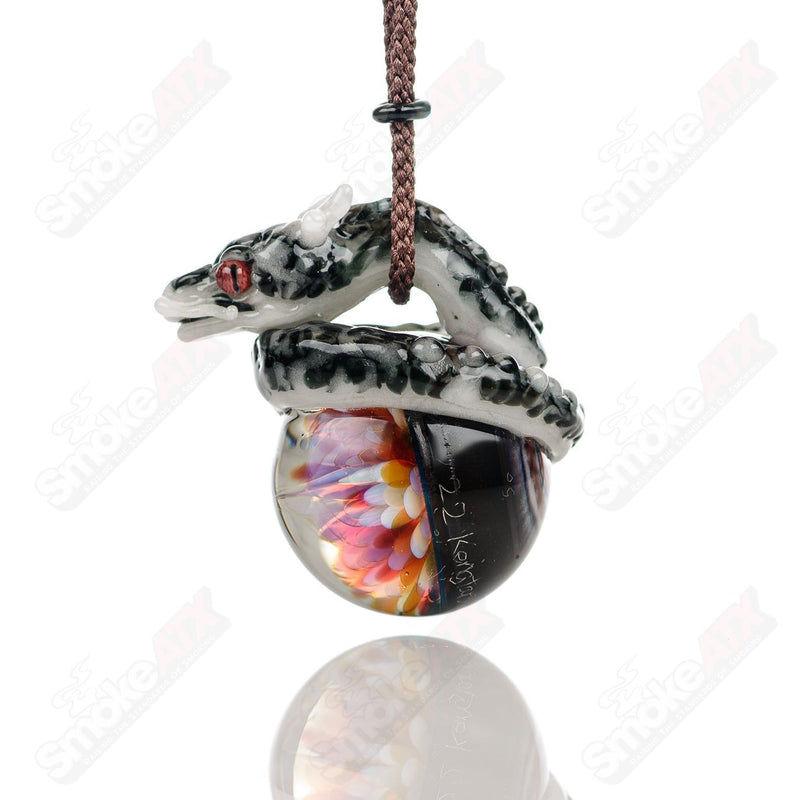 Dragon Flower Pendant Kengtaro Glass - Smoke ATX