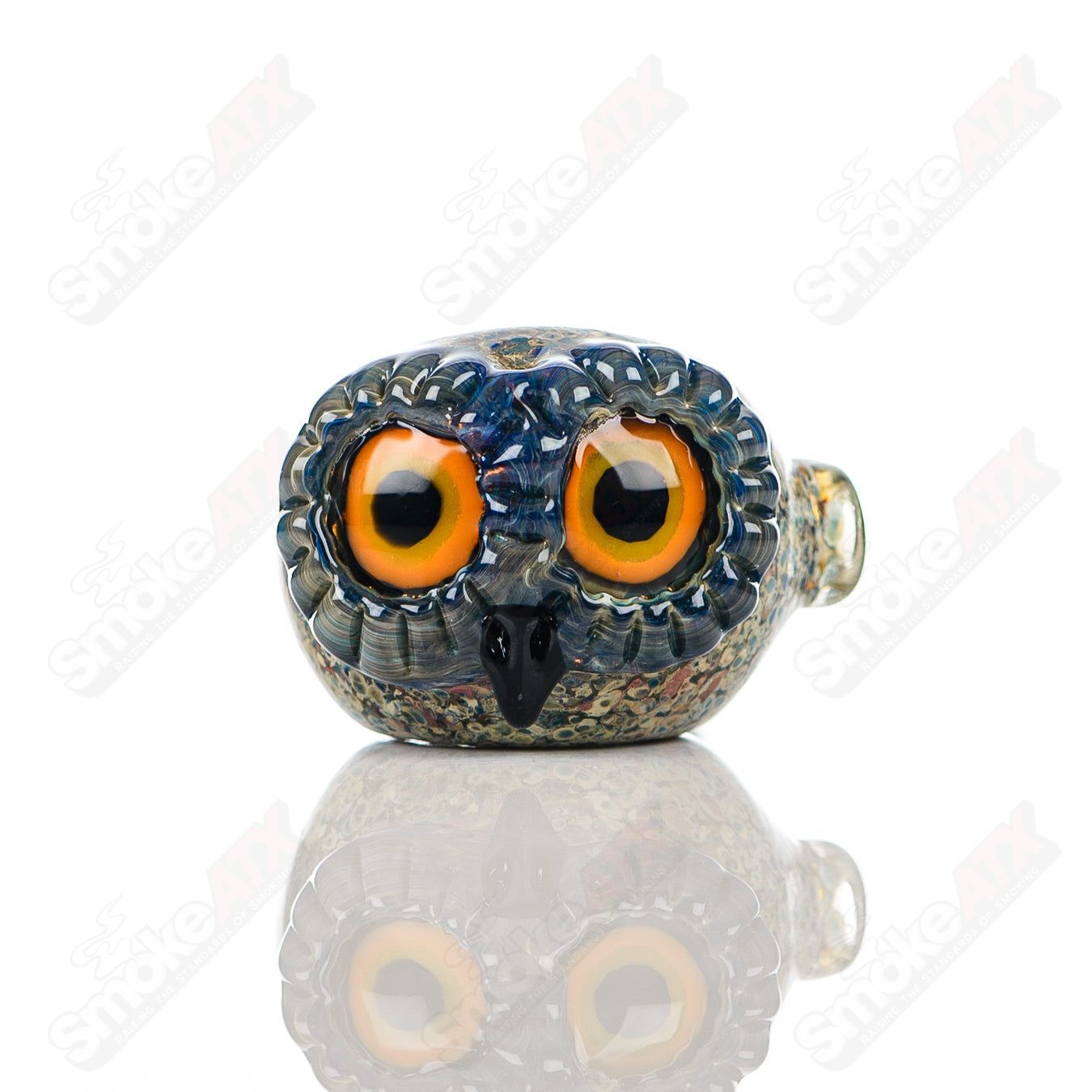 Stone Frit Spotted Owl Spoon Four Winds Flameworks - Smoke ATX