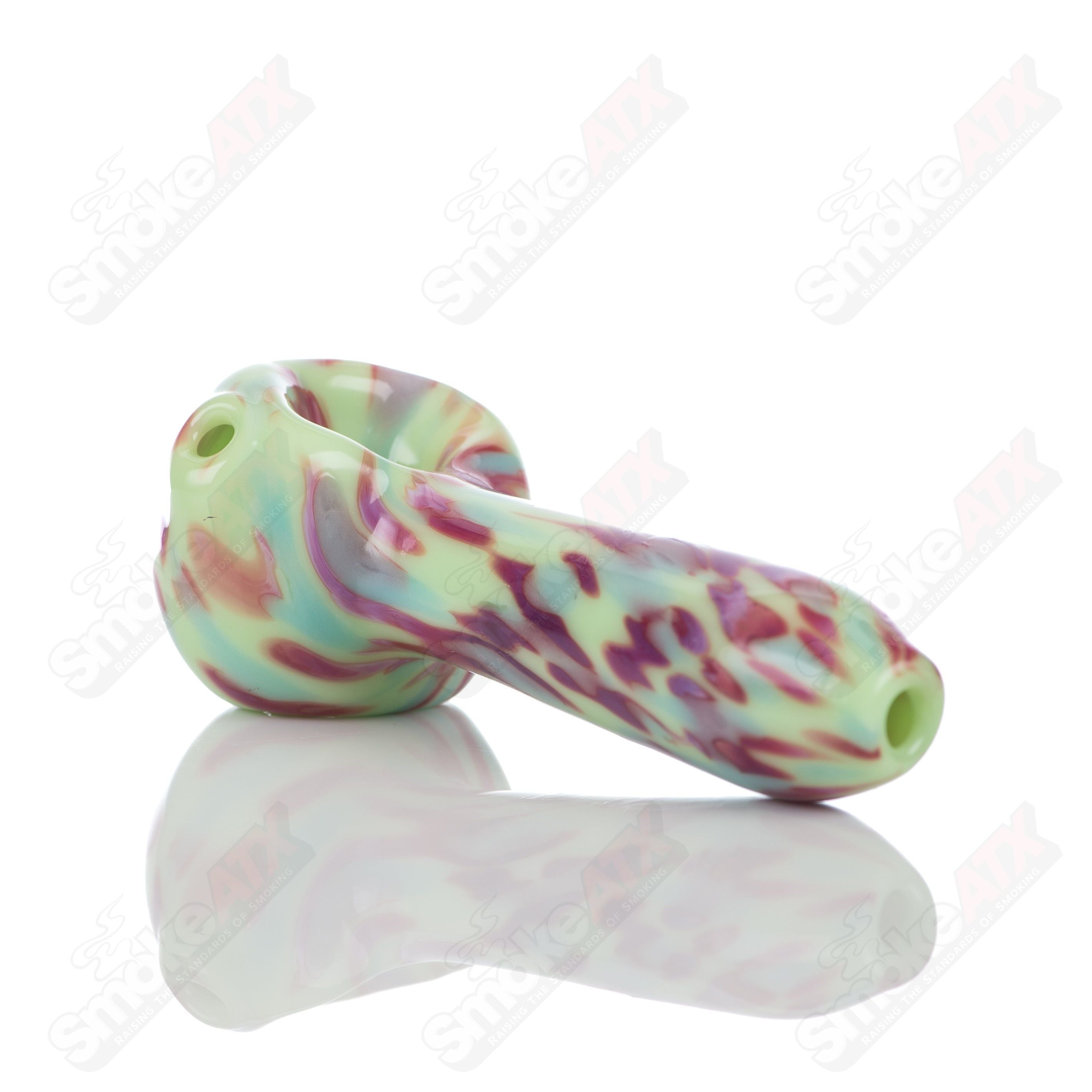 #4 Kiwi Splatter Spoon Pipe Adventures In Glass Blowing - Smoke ATX