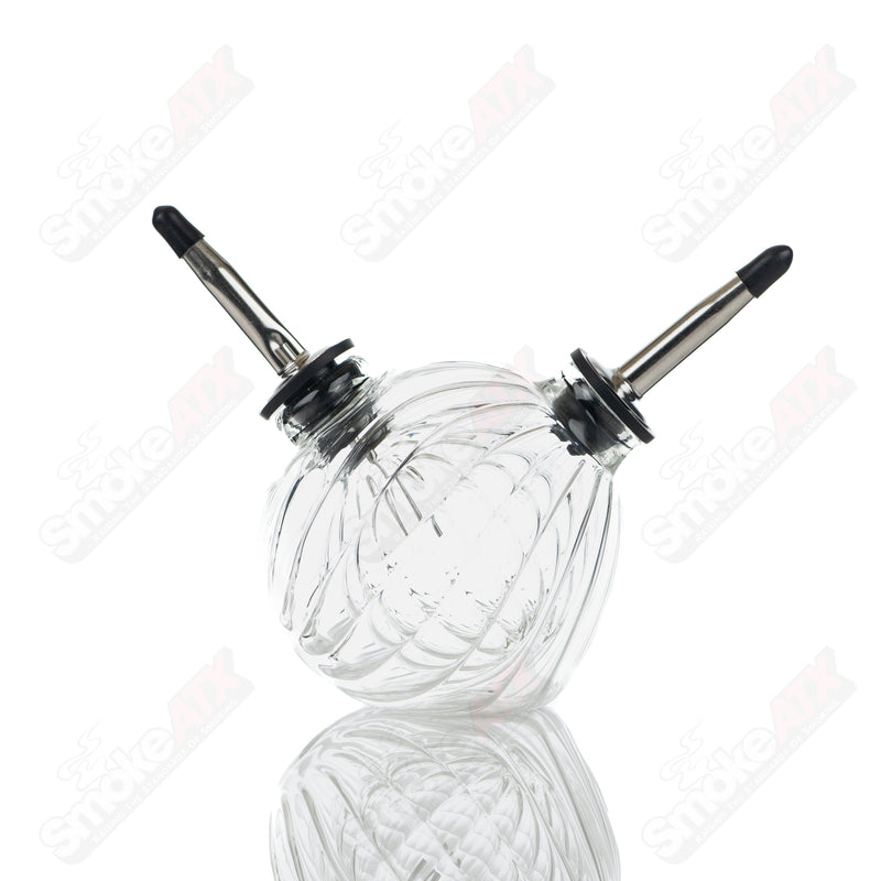 Two in One Oil & Vinegar Scalloped Sphere Bottle By Texas Hot Glass - Smoke ATX