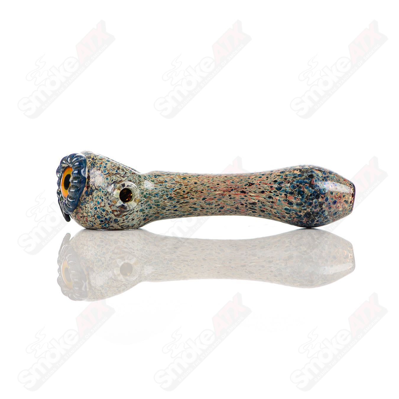 Stone Frit Spotted Owl Spoon Four Winds Flameworks - Smoke ATX