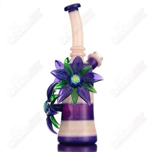 Yellow & Purple Habitat X Kimmo Glass Flower Rig - Smoke ATX