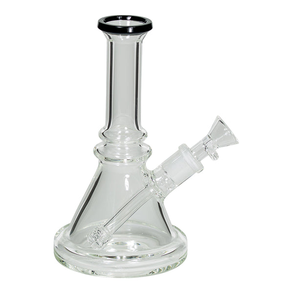 7" GLASS WATER PIPE W/ 14MM GLASS FUNNEL BOWL - BLACK - Smoke ATX