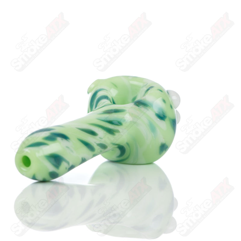 #3 Kiwi Splatter Spoon Pipe Adventures In Glass Blowing
