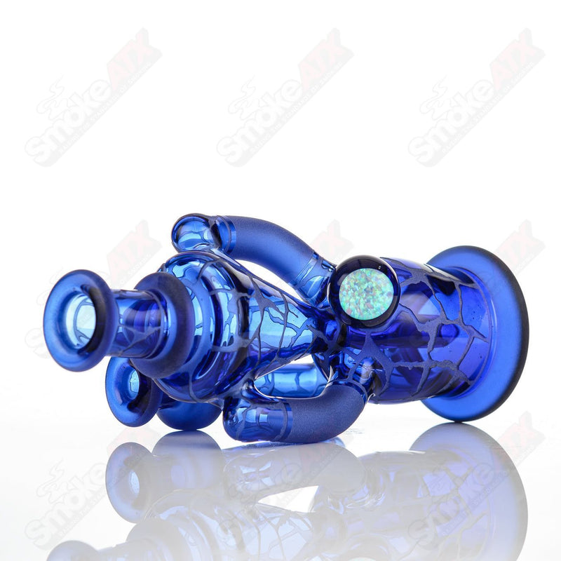 Brilliant Blue Single Color Double Up Rig Rooster Glass - Smoke ATX