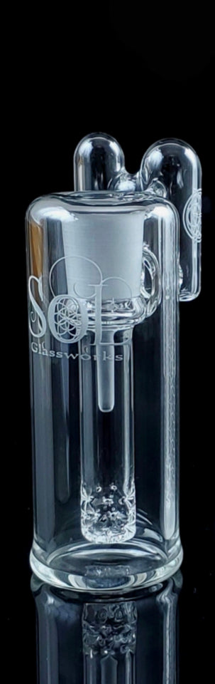 18mm Ash Catcher w/ Lace Perc and Splash Guard SOL Glassworks - Smoke ATX