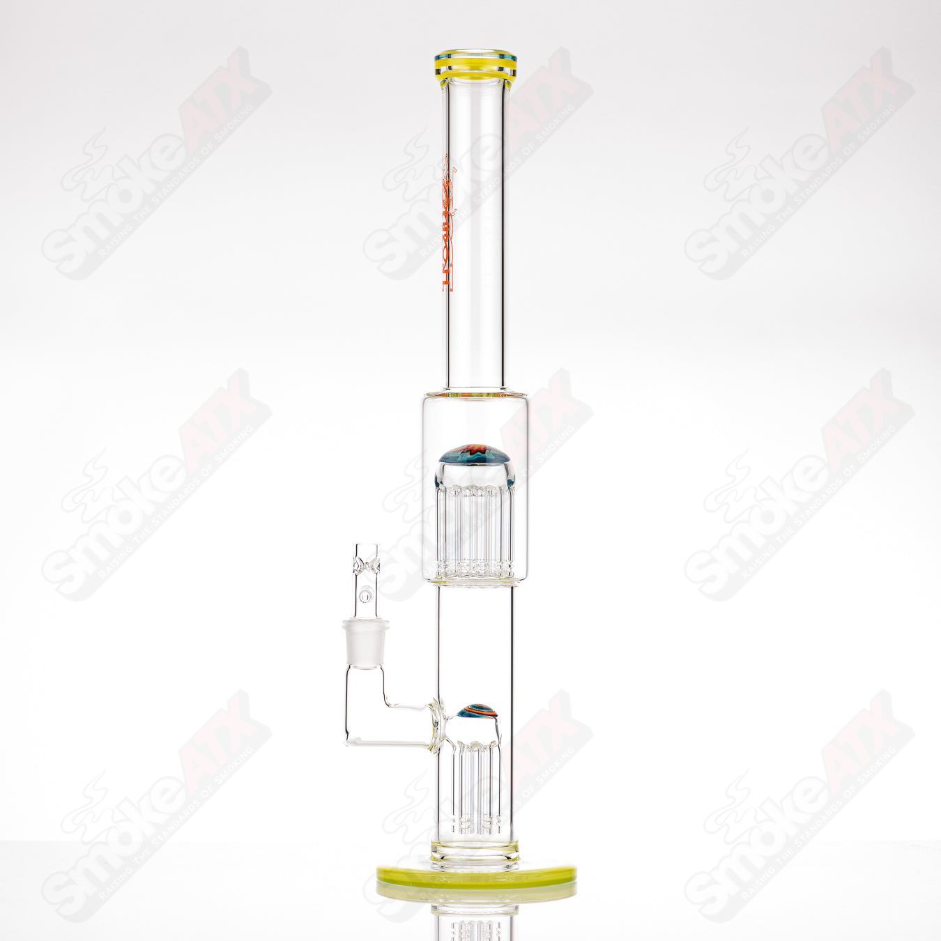 #3 18mm 7/13 Arm Perc w Worked Sections Toro Glass - Smoke ATX