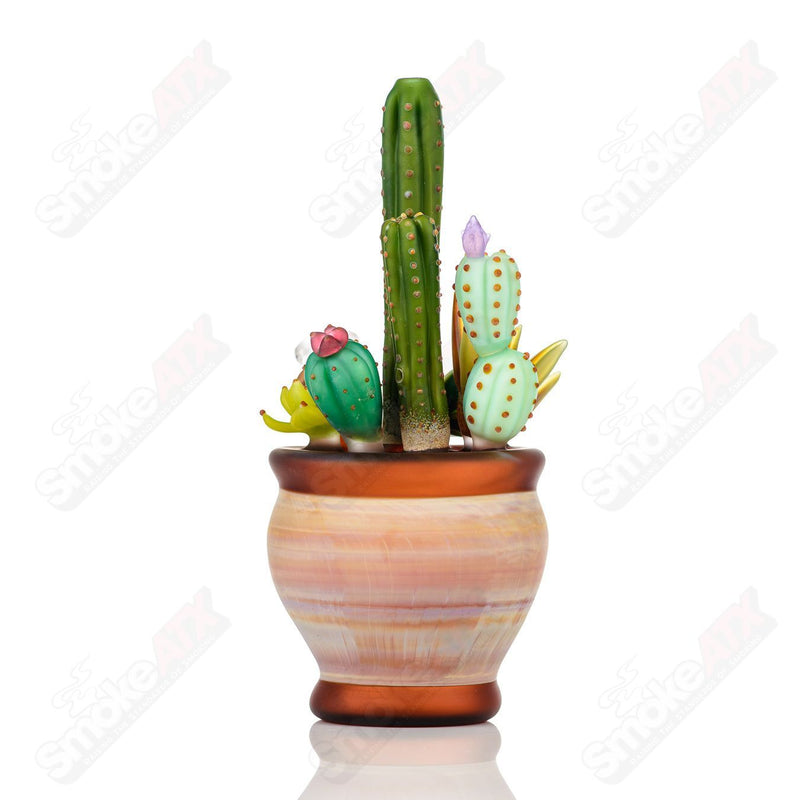 14mm Cactus Succulent Waterpipe by Turtle Time & Sarita Glass - Smoke ATX