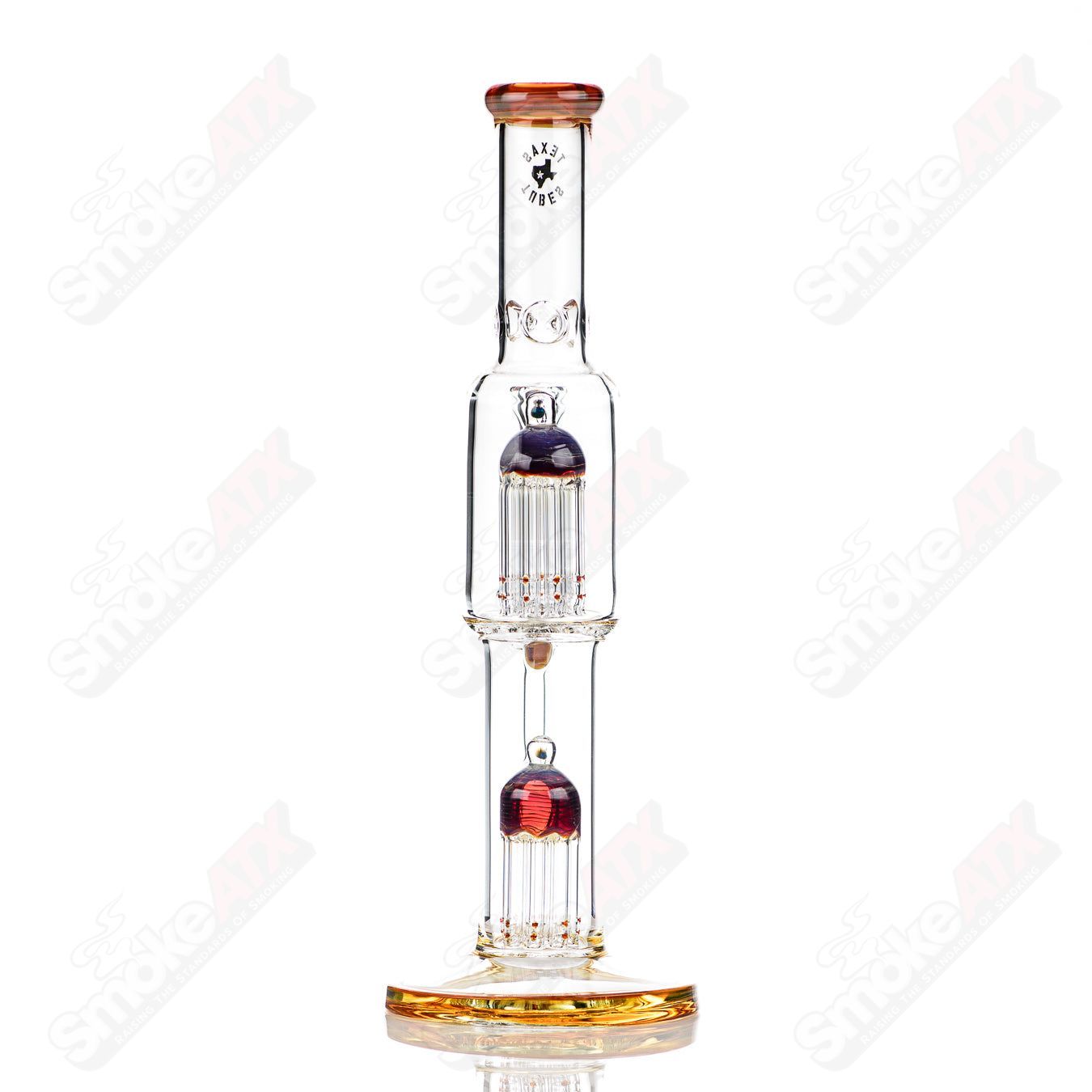16in 18mm Twin 8 Arm (Amber Purple) Texas Tubes - Smoke ATX