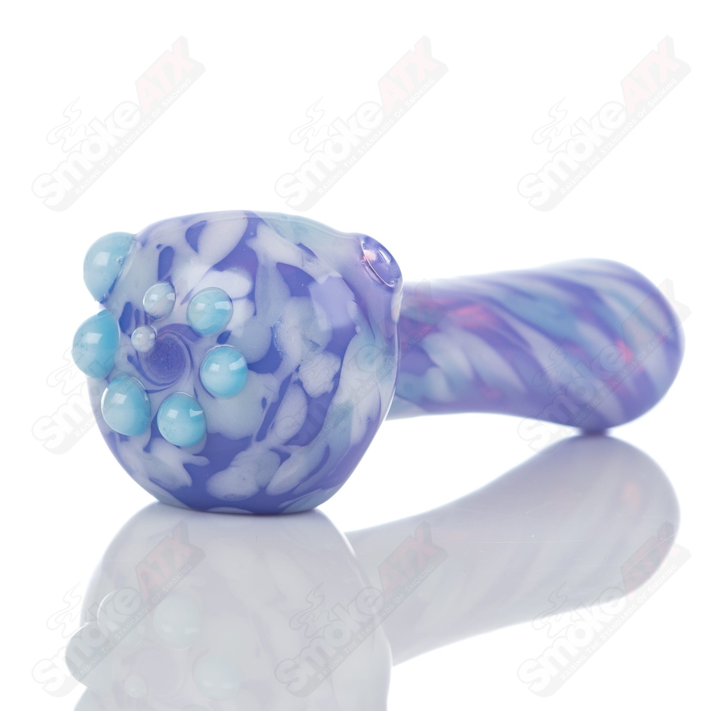 #4 Purple Splatter Spoon Pipe Adventures In Glass Blowing - Smoke ATX