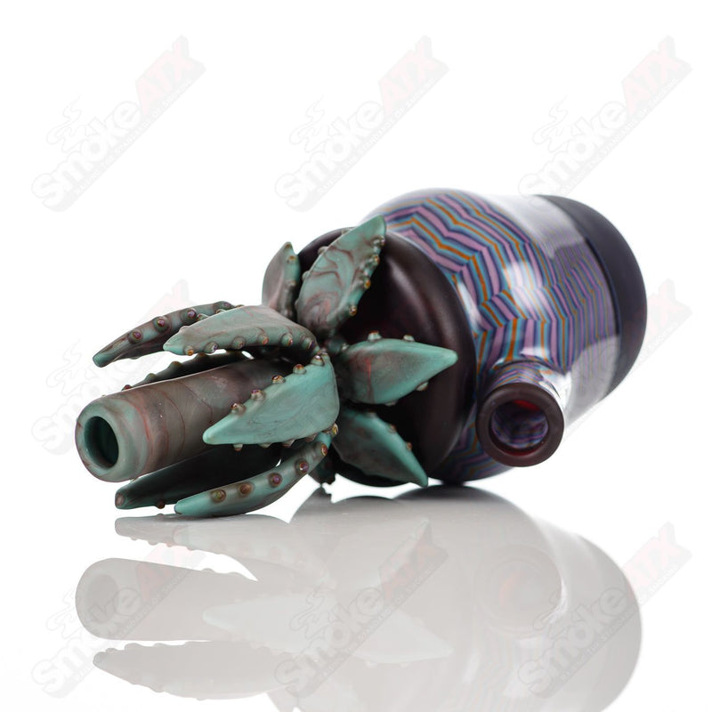 10mm Worked Cactus Waterpipe by Bird Dog & Sarita Glass - Smoke ATX