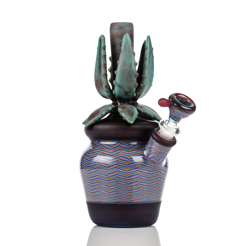 10mm Worked Cactus Waterpipe by Bird Dog & Sarita Glass - Smoke ATX