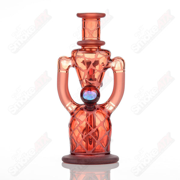 Pomegranate Single Color Double Up Rig Rooster Glass - Smoke ATX