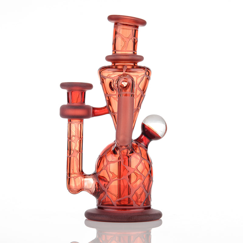 Pomegranate Single Color Double Up Rig Rooster Glass - Smoke ATX