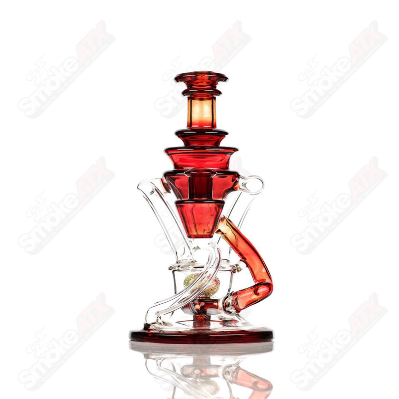 10mm V2 Double Up Experimental Blood Orange Recycler Cerio Glass - Smoke ATX