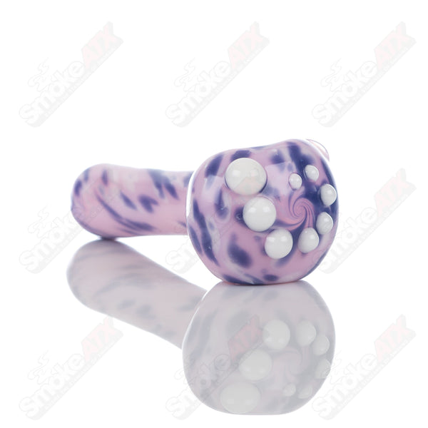 #5 Pink Splatter Spoon Pipe Adventures In Glass Blowing - Smoke ATX