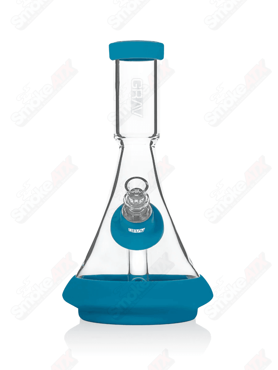 Clear/Blue Deco Beaker w Silicone Accents GRAV Labs - Smoke ATX