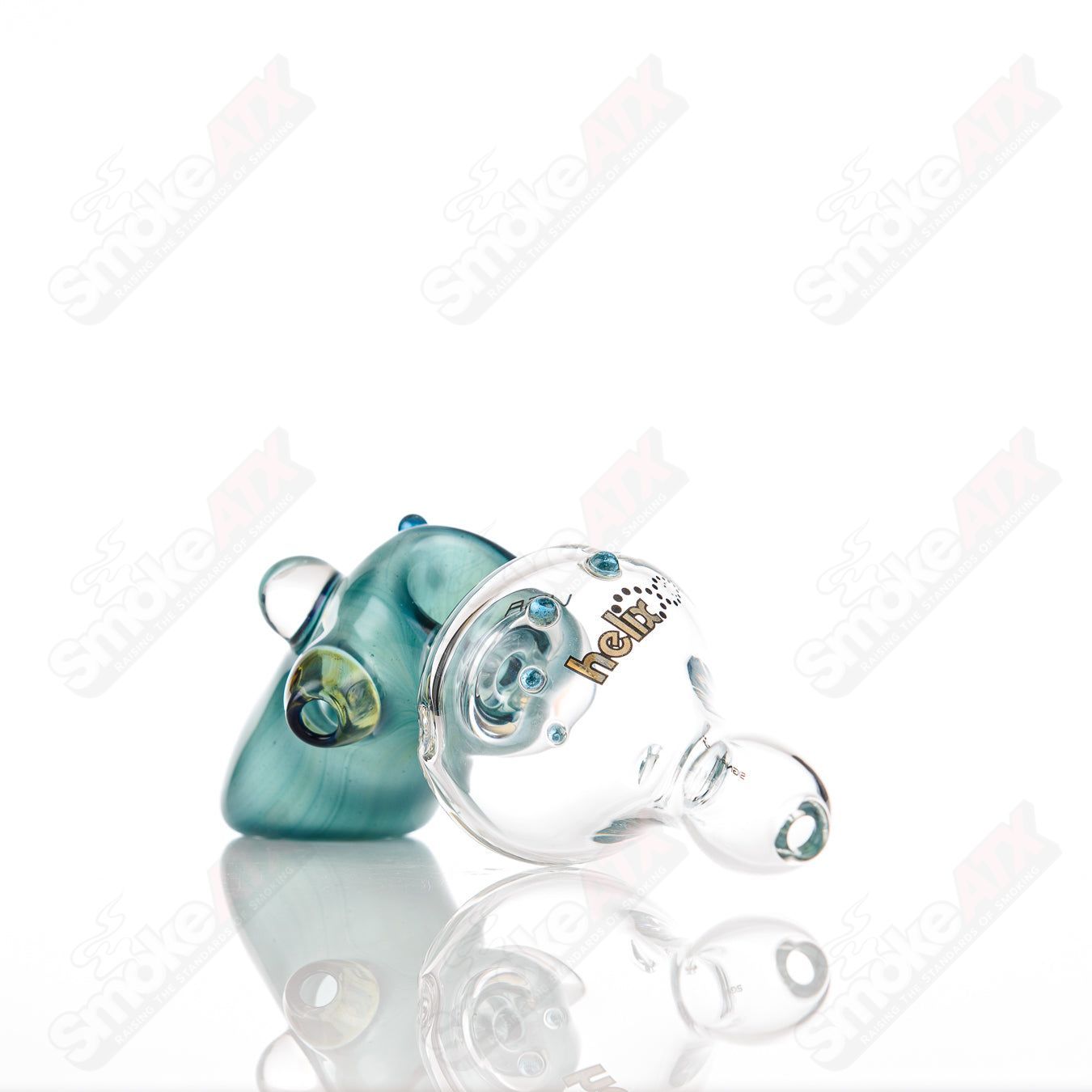 Custom Solo Signature Series Dry Pipe w Opal Accents Box Fan Helix - Smoke ATX