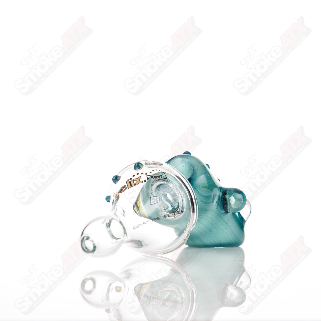 Custom Solo Signature Series Dry Pipe w Opal Accents Box Fan Helix - Smoke ATX