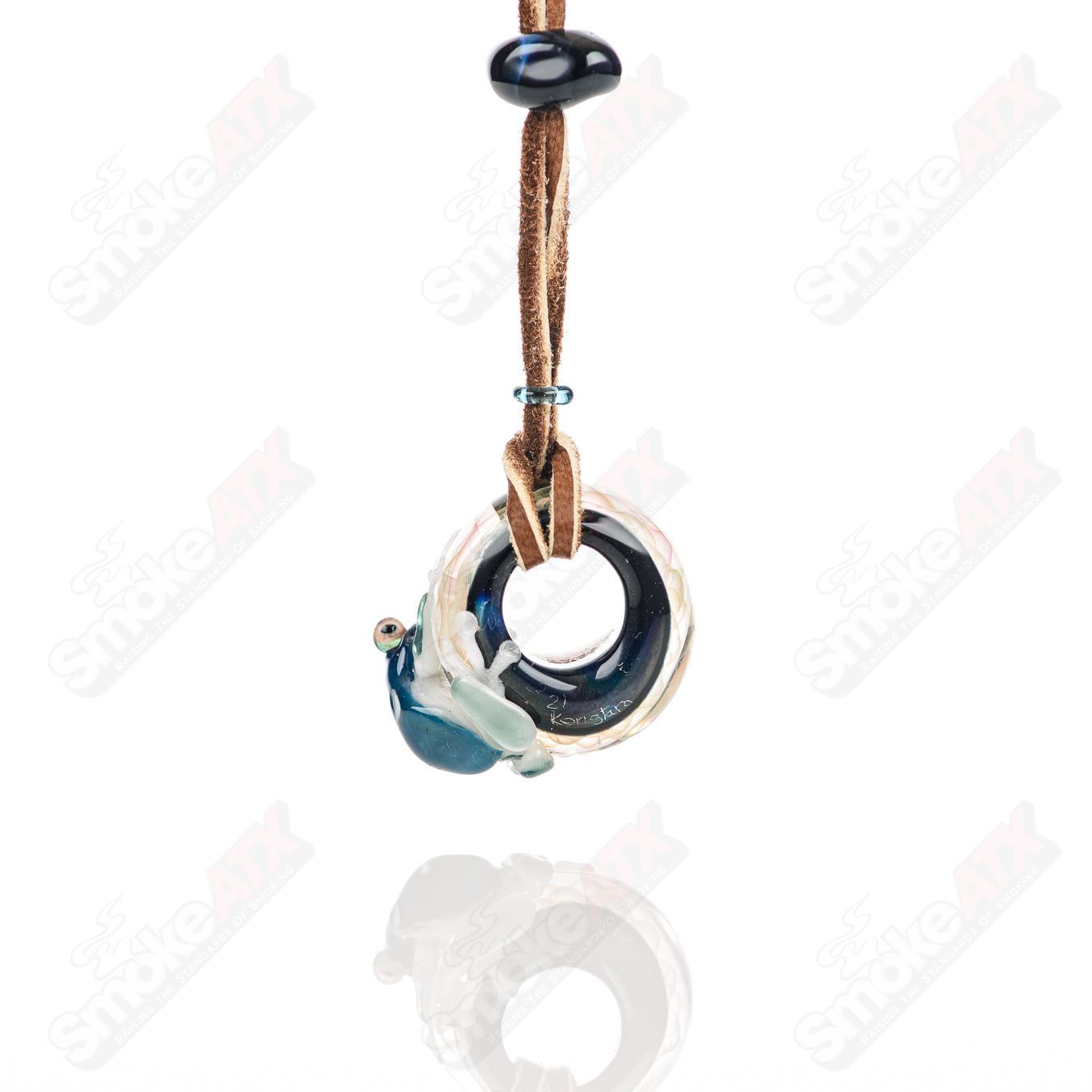 #2 Hide and Seek  Frog  Pendant Kengtaro Glass - Smoke ATX