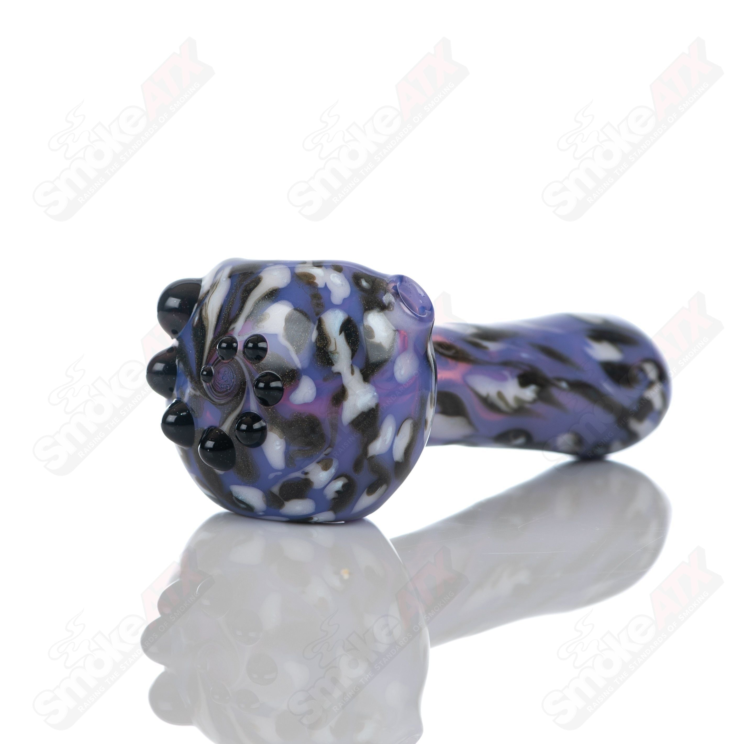 #5 Purple Splatter Spoon Pipe Adventures In Glass Blowing - Smoke ATX