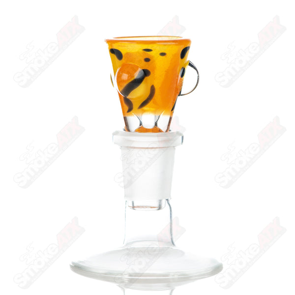 #3 14mm Leopard Print Martini Bowl w Dots Adventures In Glass Blowing - Smoke ATX