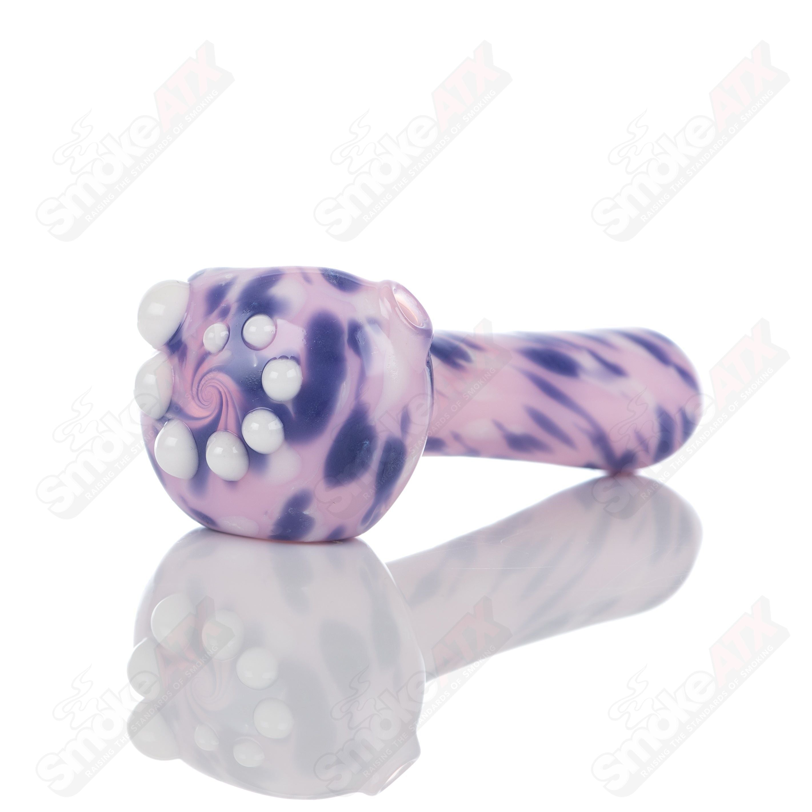 #5 Pink Splatter Spoon Pipe Adventures In Glass Blowing - Smoke ATX
