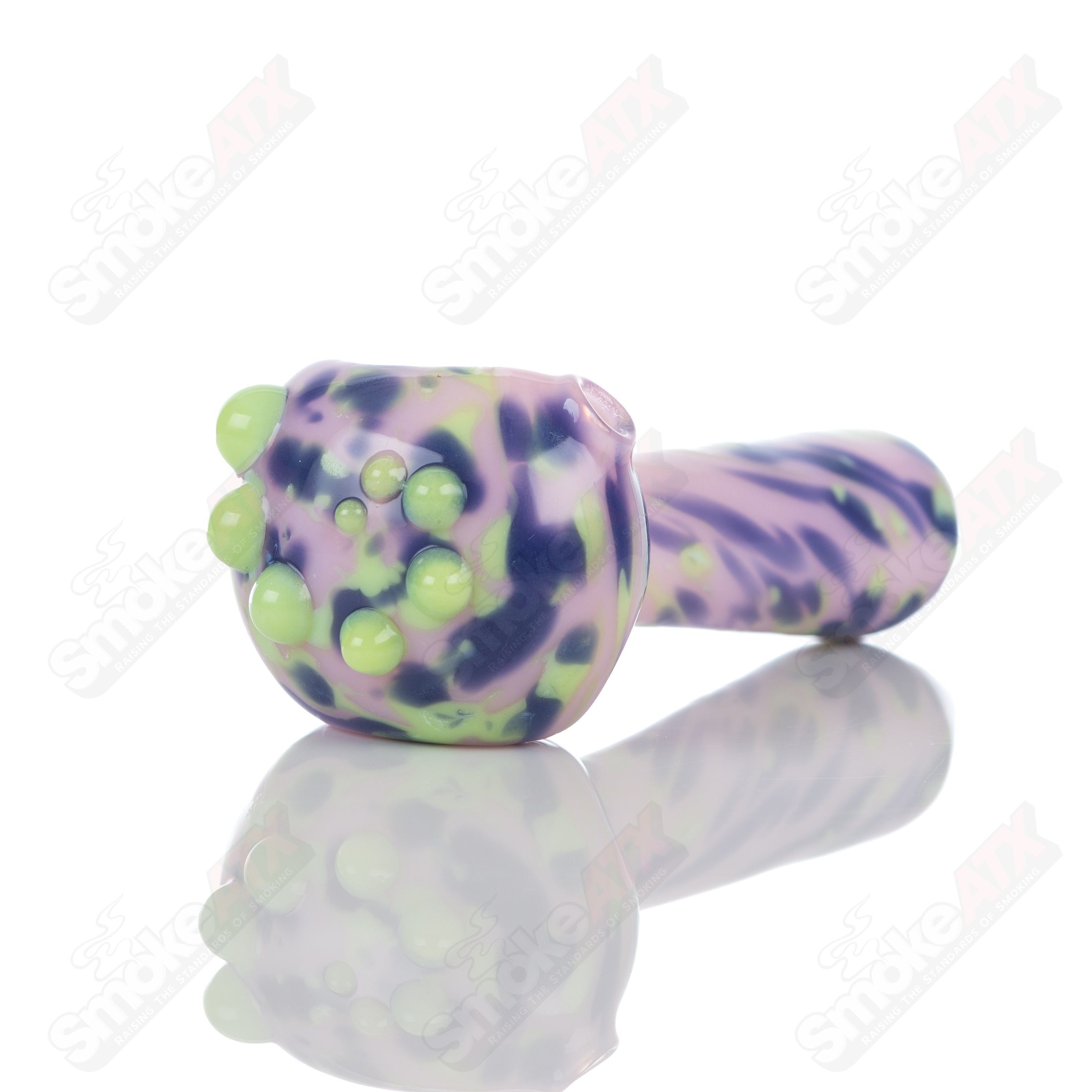 #2 Pink Splatter Spoon Pipe Adventures In Glass Blowing - Smoke ATX
