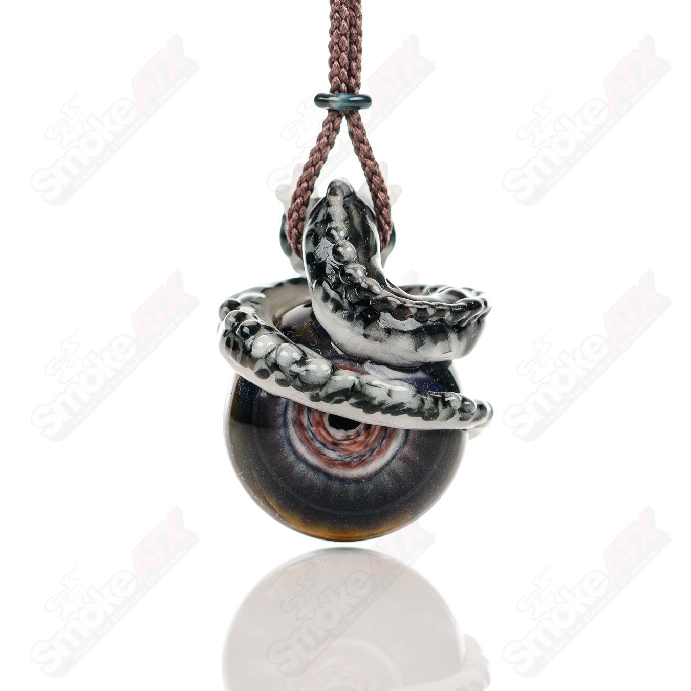 Dragon Flower Pendant Kengtaro Glass - Smoke ATX